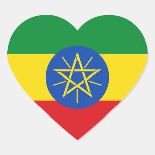 Autocollant de coeur de drapeau de l'Ethiopie