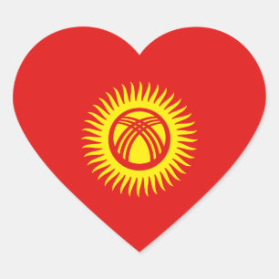 Autocollant de coeur de drapeau du Kirghizistan