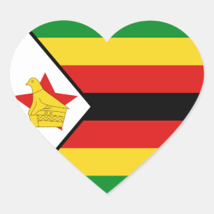 Autocollant de coeur de drapeau du Zimbabwe