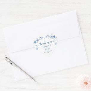 Autocollant de cœur de mariage à l'aquarelle flora