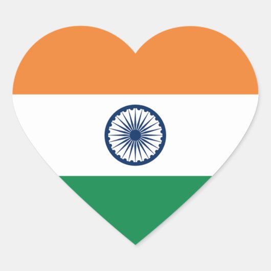 Autocollant de coeur du drapeau de l'Inde (Devant)
