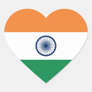 Autocollant de coeur du drapeau de l'Inde