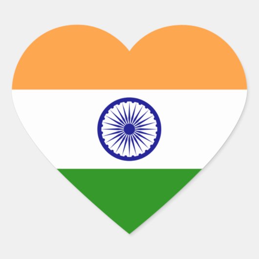 Autocollant de coeur du drapeau de l'Inde (Devant)