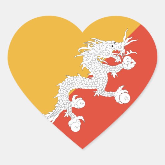 Autocollant de coeur du drapeau du Bhoutan (Devant)