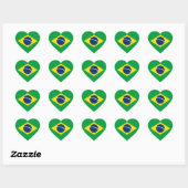 Autocollant de coeur du drapeau du Brésil (Feuille)