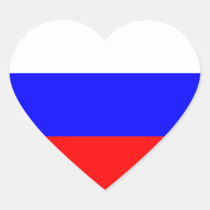 Autocollant de coeur du drapeau russe
