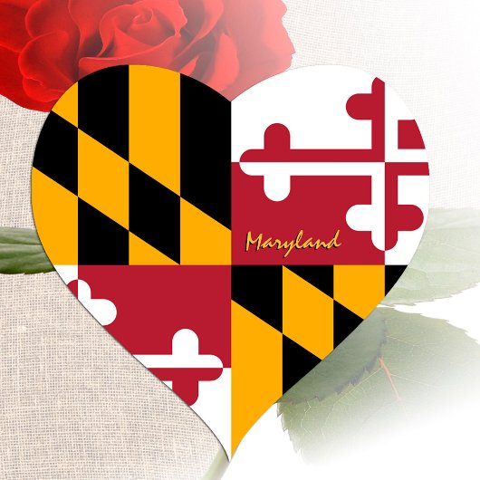 Autocollant de coeur du Maryland, drapeau patrioti