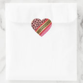 Autocollant de coeur Empreinte de léopard gras ros (Sac)