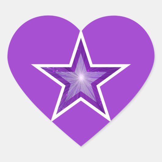 Autocollant de coeur pourpre étoile (Devant)