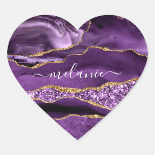 Autocollant de coeur Purple Gold Parties scintilla