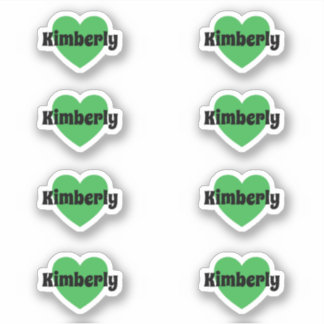 Autocollant de cœur vert mignon avec nom personnal