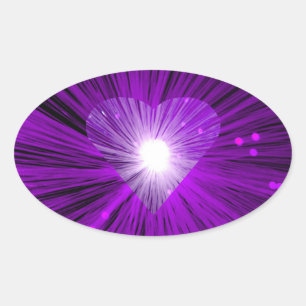 Autocollant de coeur violet ovale