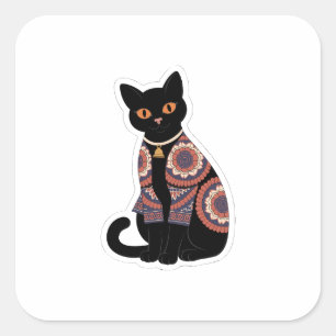 Autocollant de collier à cloche pour chat noir Man