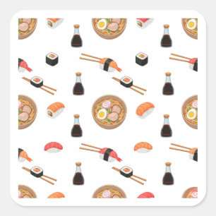 Autocollant de conception de motif de sushi et ram