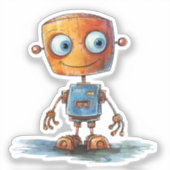 Autocollant de conception de robot fantaisiste #4 (Recto)