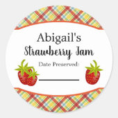 Autocollant de conserve rond fraise fruit (Devant)