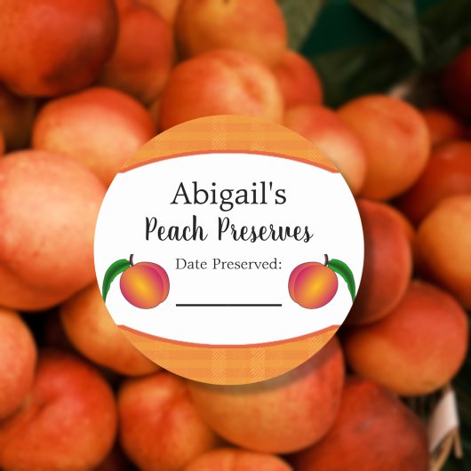 Autocollant de conserve rond pêche fruit