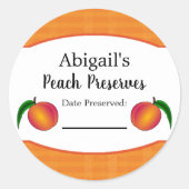 Autocollant de conserve rond pêche fruit (Devant)