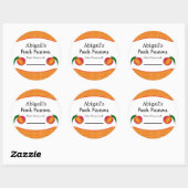 Autocollant de conserve rond pêche fruit (Feuille)