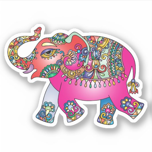 autocollant de contour d'éléphant rose (Devant)
