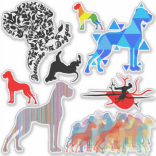 Autocollant de contour Grand Danois Style Tatouage