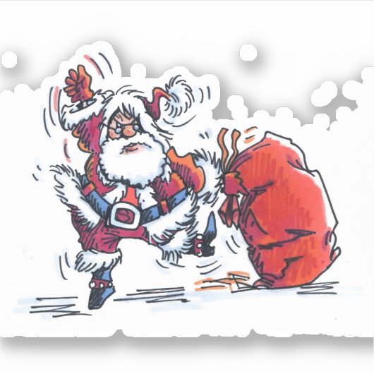 Autocollant de contour Père Noël en colère (Devant)