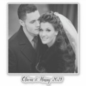 Autocollant de contour photo de mariage personnali (Devant)