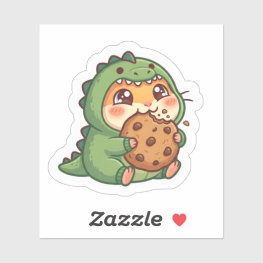 Autocollant de cookie de hamster dinosaure Kawaii (Feuille)