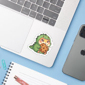 Autocollant de cookie de hamster dinosaure Kawaii (Ordinateur portable avec iPhone)