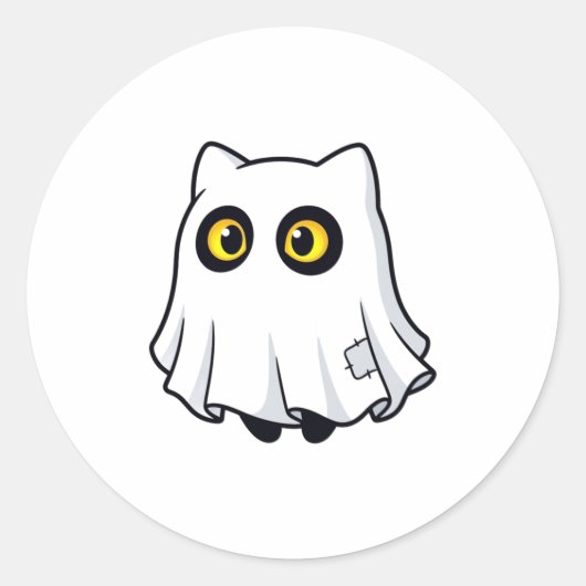 Autocollant de costume d'Halloween de chat fantôme (Devant)