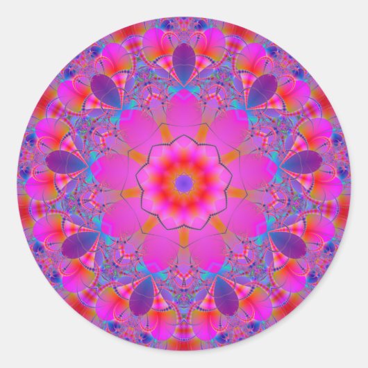 Autocollant de couleurs chaudes fractales Mandala (Devant)