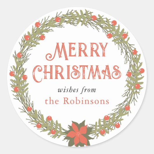 Autocollant de couronne de baies de houx de Noël v (Devant)