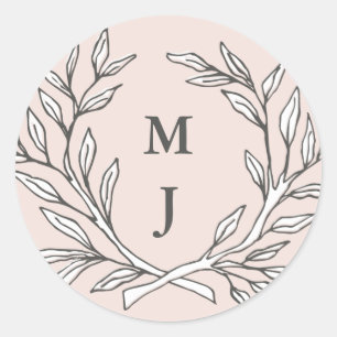 Autocollant de couronne de monogramme rustique