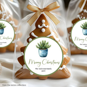 Autocollant de couronne de Noël à l'aquarelle bohè
