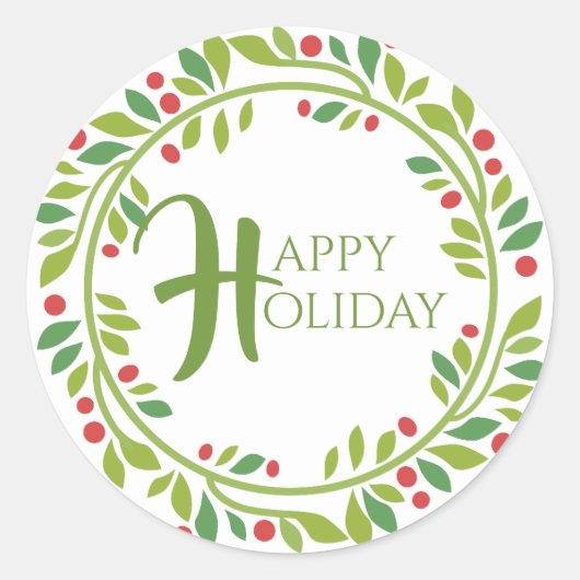 Autocollant de couronne de Noël aux fruits rouges (Devant)