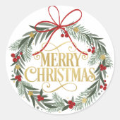 Autocollant de couronne de Noël festive (Devant)