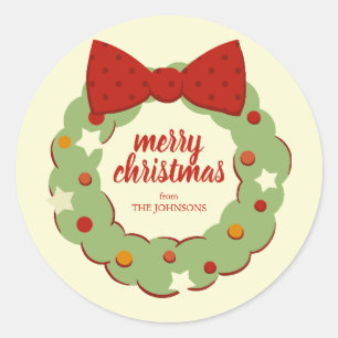 Autocollant de couronne de Noël rétro