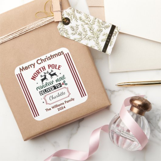 Autocollant de courrier des rennes de vacances (Cadeaux)
