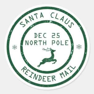 Autocollant de courrier du Père Noël Reindeer