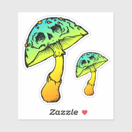 autocollant de crâne de champignon (Feuille)