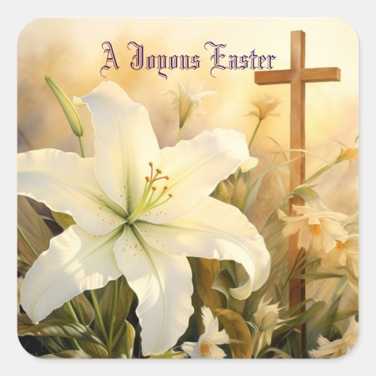 Autocollant de croix de Pâques joyeuse (Devant)