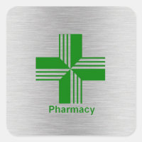 Autocollant de croix de pharmacie en argent