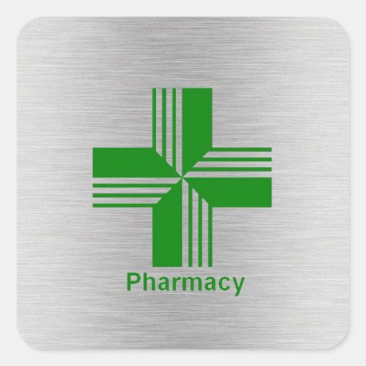 Autocollant de croix de pharmacie en argent (Devant)
