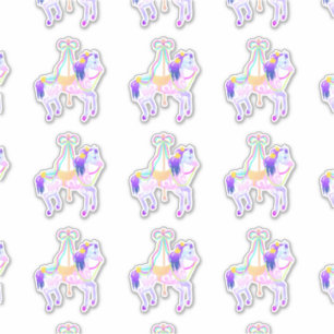 Autocollant de découpe de poney de carrousel