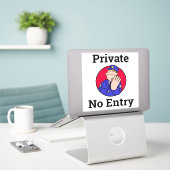 Autocollant de défense d'entrer, Entrée interdite, (Ordinateur portable sur le bureau)