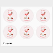 Autocollant de design de cocktail rose personnalis (Feuille)