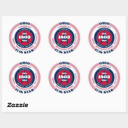 Autocollant de design Patriotic Ohio Circle (Feuille)