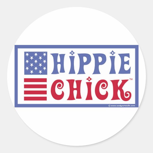 autocollant de design rétro Hippie Chick (Devant)