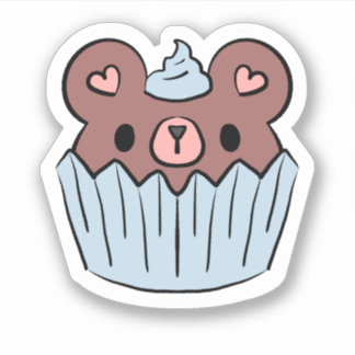 Autocollant de dessert mignon ourson cupcake kawai