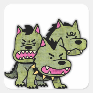 Autocollant de dessin animé de Cerbère chien à tro